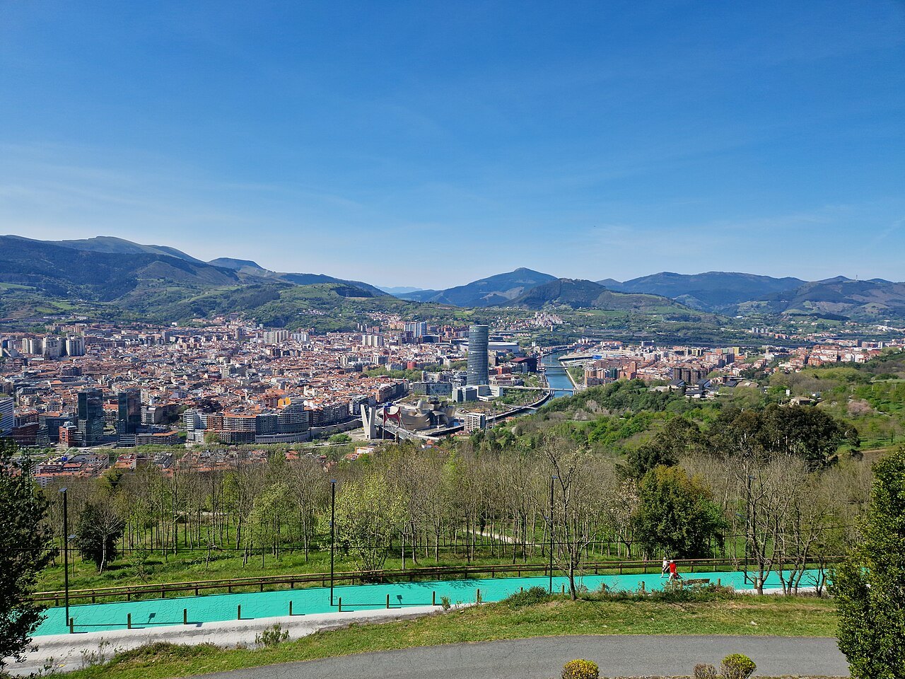 Bilbao spread across its valley, seen from the park on top of Artxanda