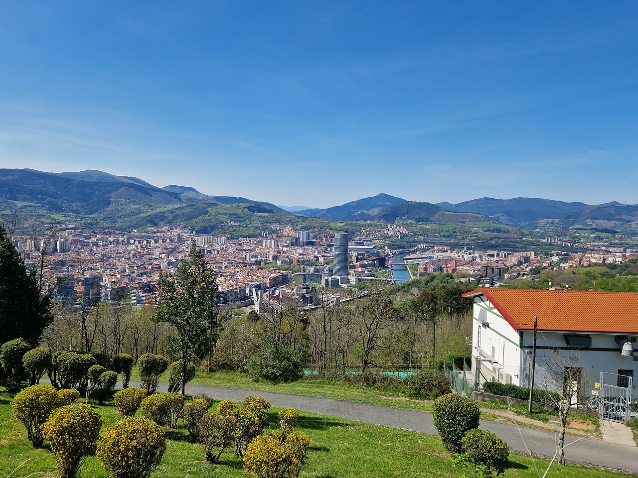 The whole city in its bowl of hills, from Artxanda