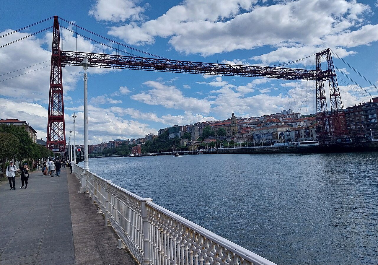 The riverside promenade at Las Arenas leading to the Bizkaia Bridge