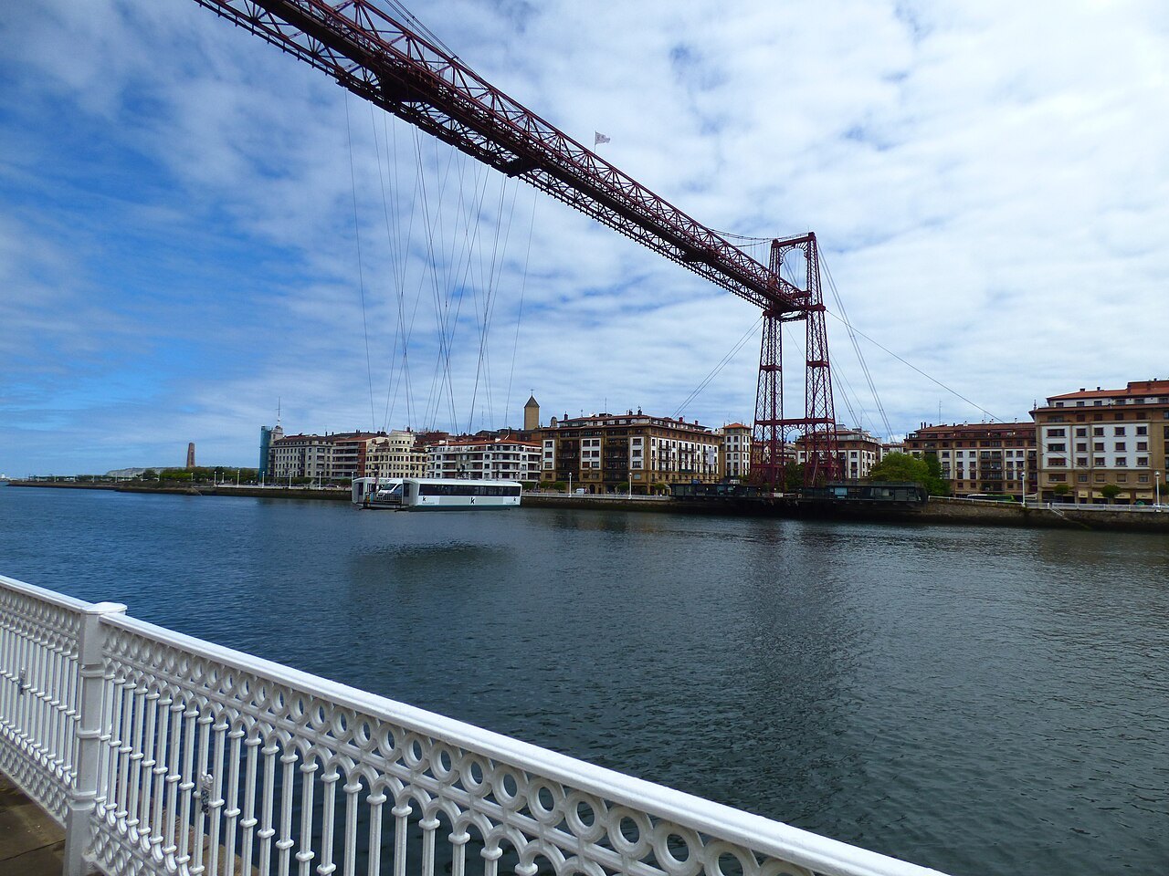 The Bizkaia Bridge seen from the balustrade of the Portugalete bank