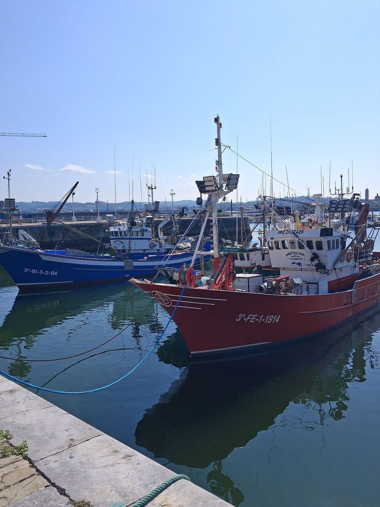 Fishing boats tied up in the harbor at Santurtzi