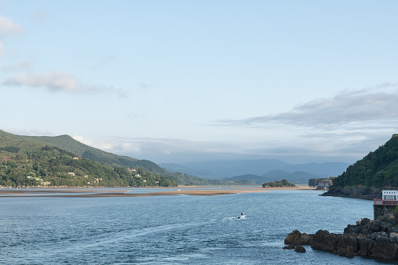 The Urdaibai estuary opening to the sea at Mundaka