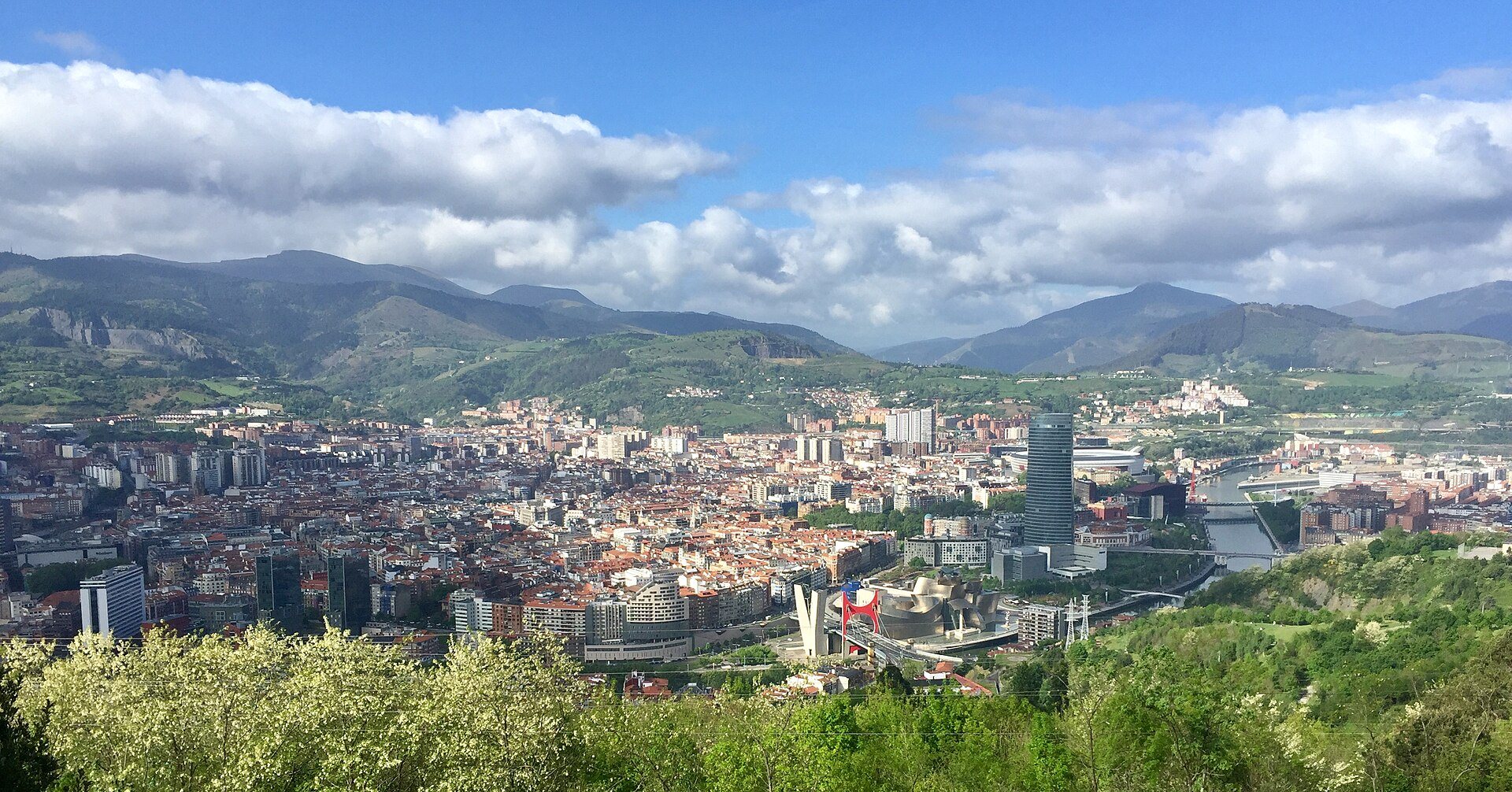 Bilbao seen whole from Monte Artxanda, the river winding through it