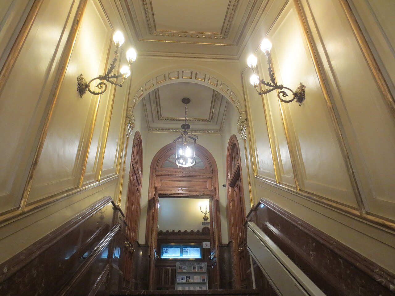 The marble staircase inside the Bidebarrieta library