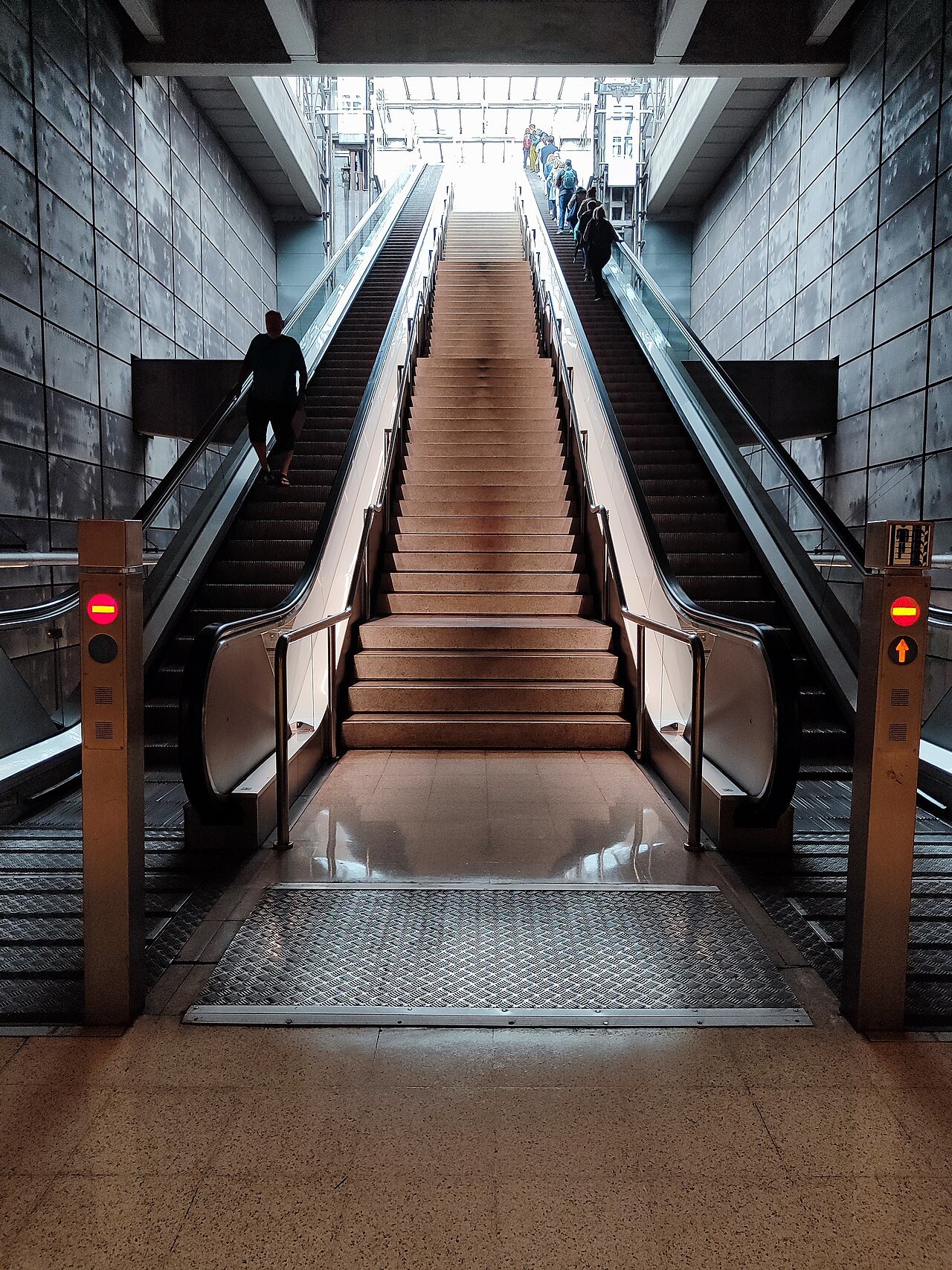 The steep escalators and stairs of Sarriko Metro station