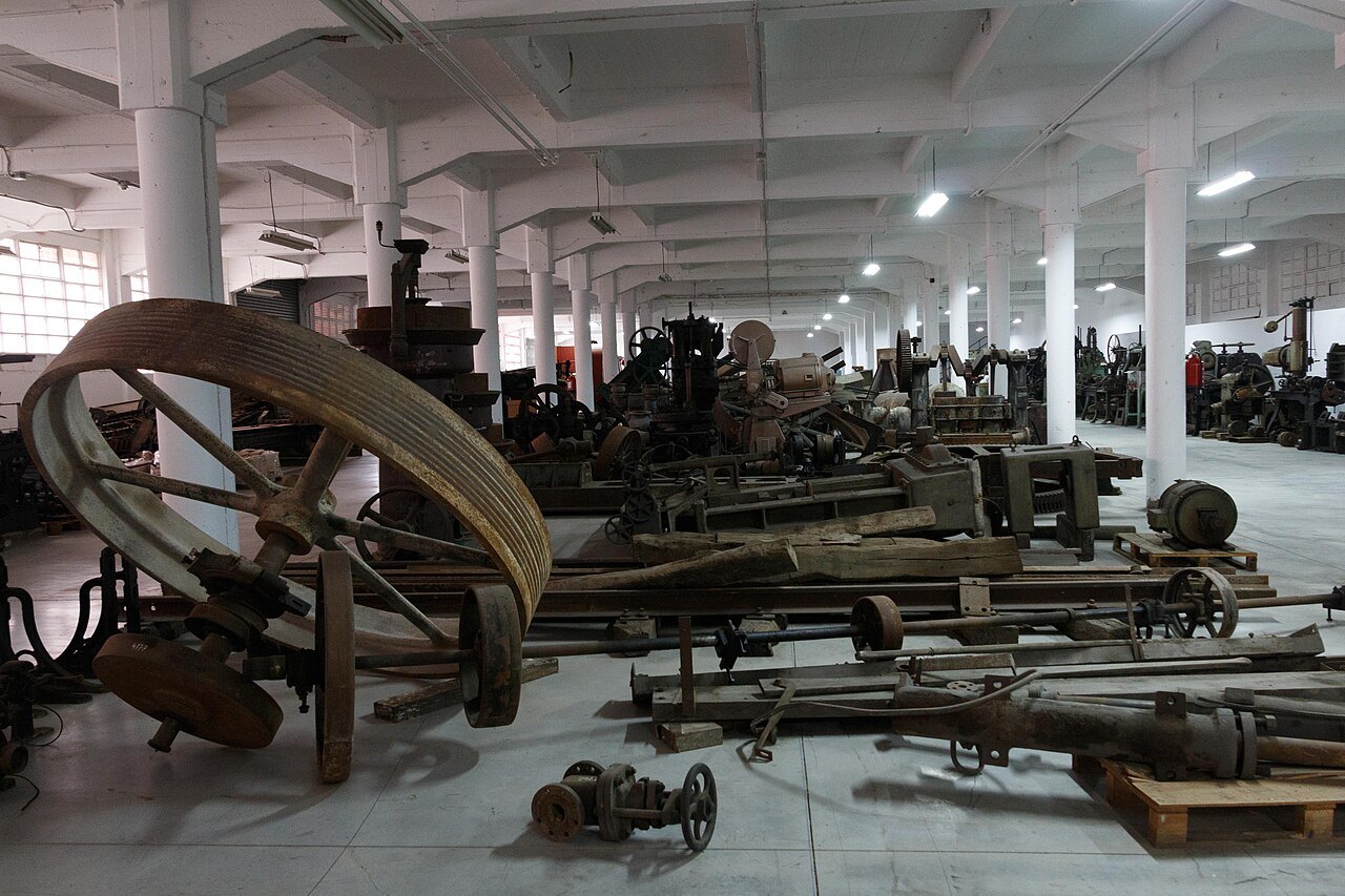 Old machinery in a disused factory on Zorrotzaurre
