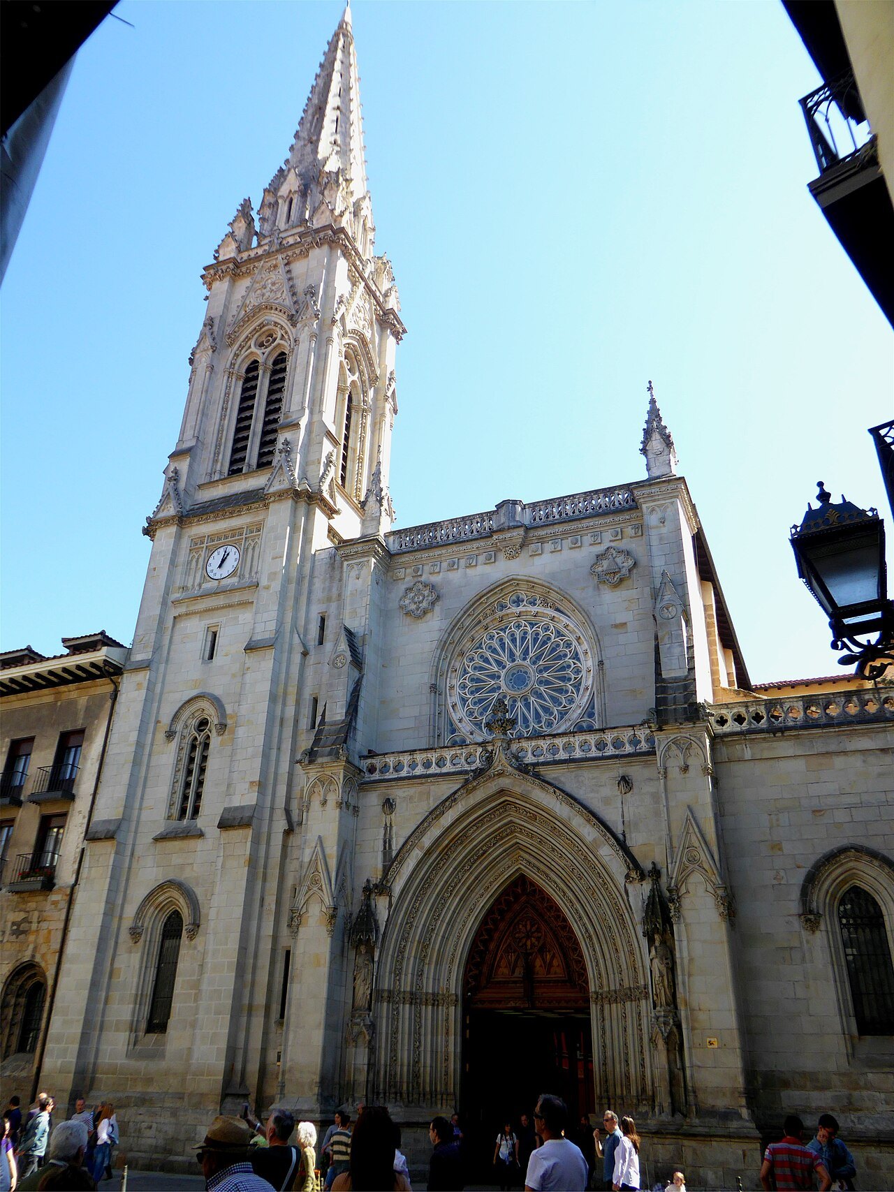 The Gothic west front and spire of the cathedral of Santiago